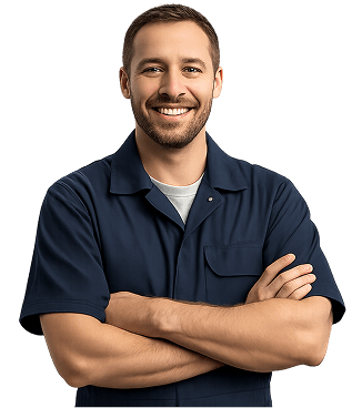 Expert automobile souriant, bras croisés